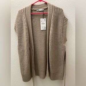 Zara Beige Knitted Wrapped Cardigan Sweater - Size S - BRAND NEW